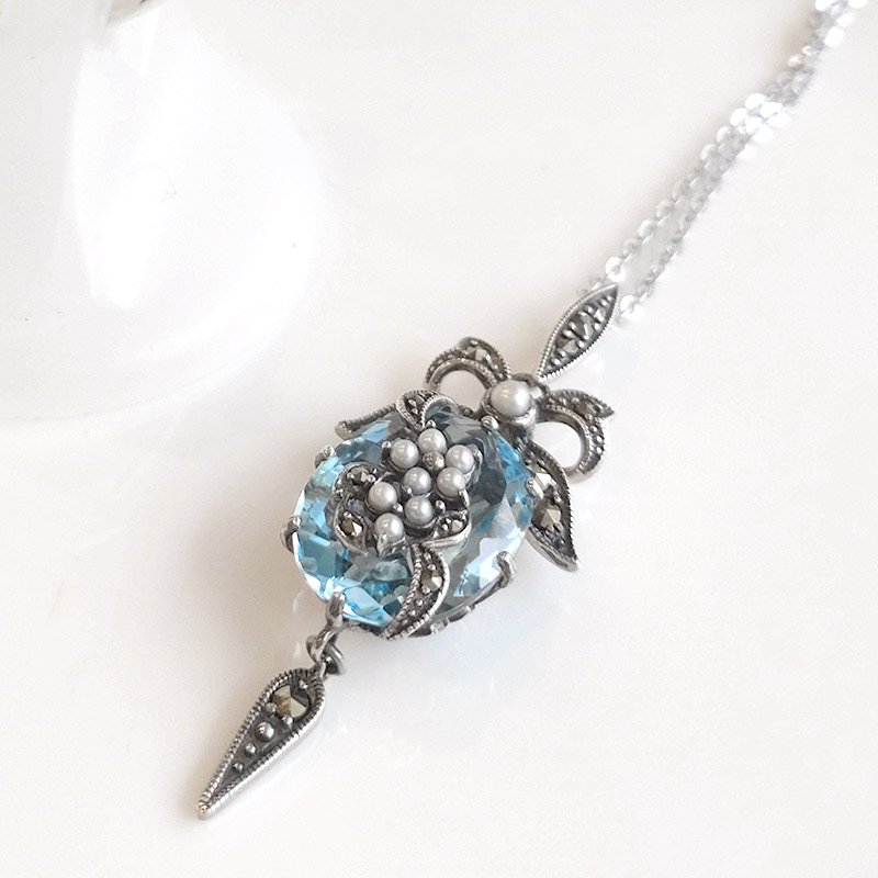 楽天市場】【碌山】 シルバーブルートパーズシードパール ペンダント