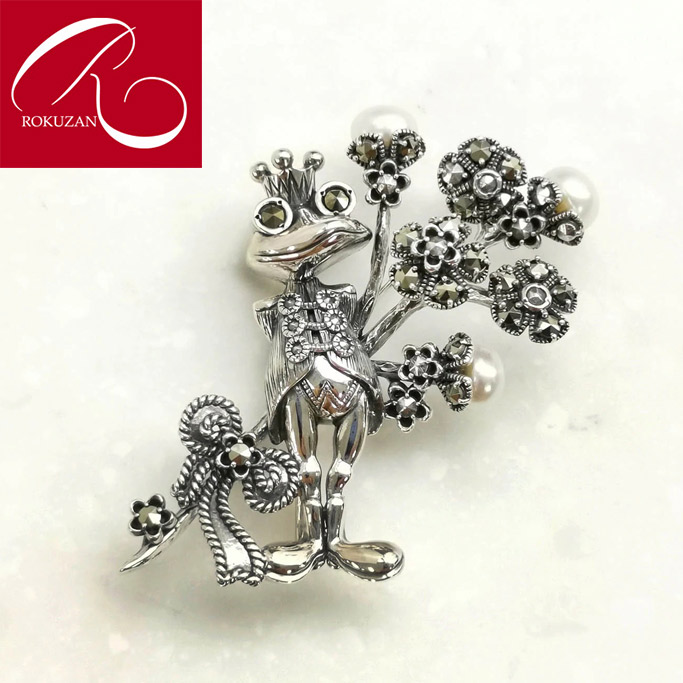 楽天市場】【碌山】 シルバー 淡水パール かえる ブローチ 幸運の