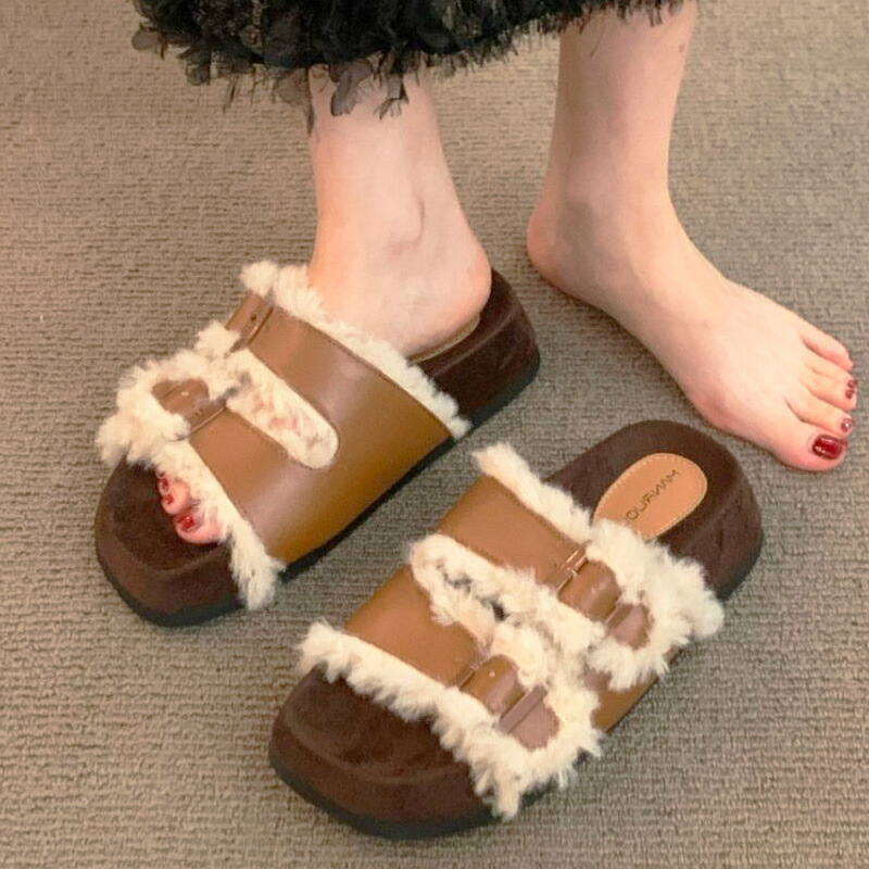 楽天市場】ファーベルトサンダル（送料無料）厚底サンダル ボア