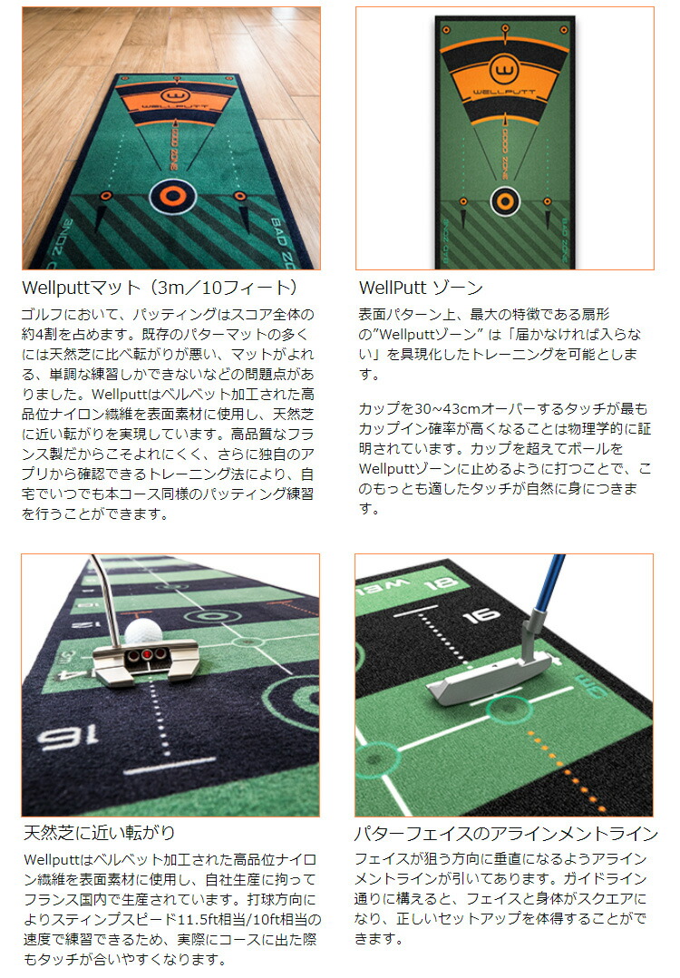 美品】WELLPUTT パッティングマット ゴルフ パター 練習 3メートル
