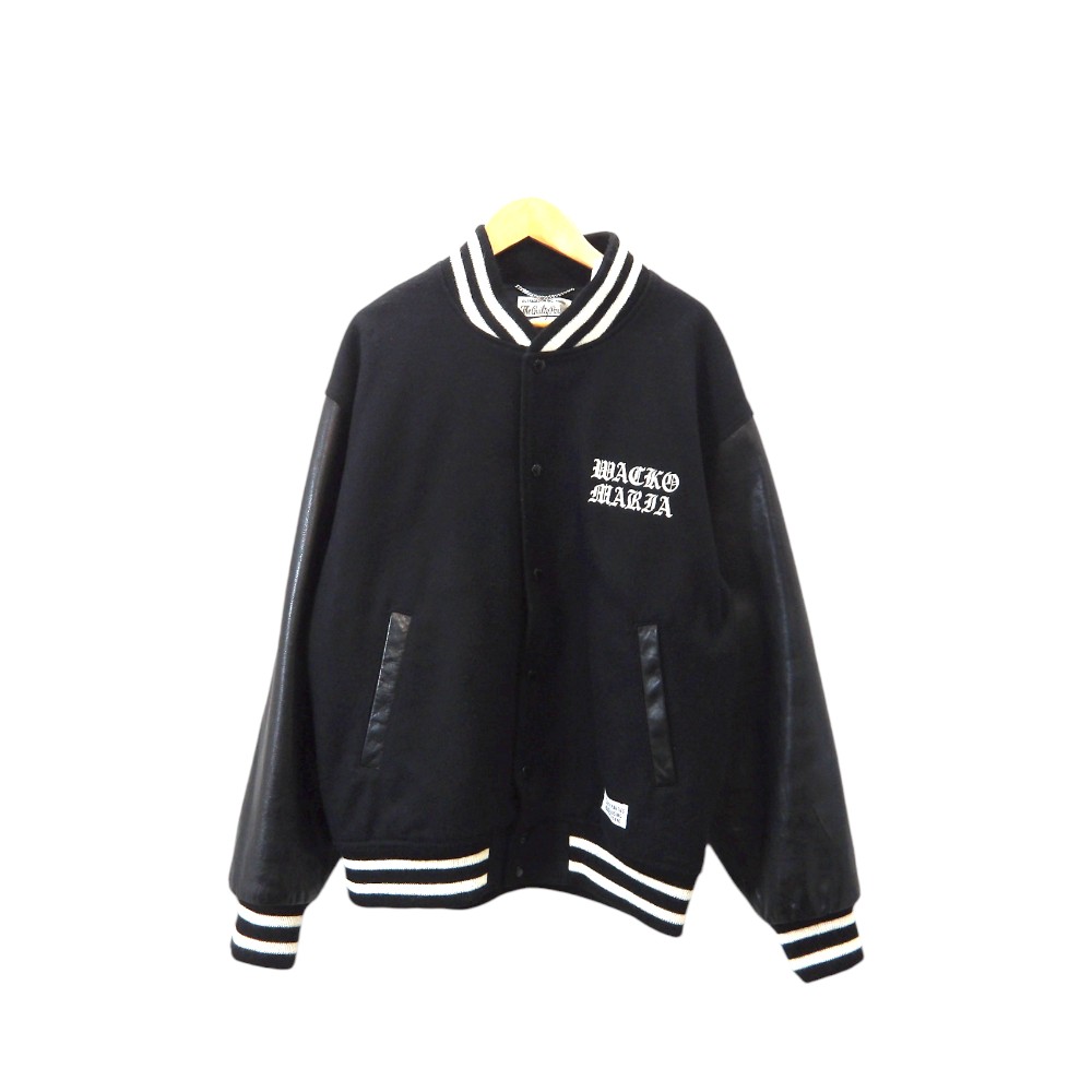 楽天市場】WACKO MARIA 23aw LEATHER VARSITY JACKET BLACK サイズL