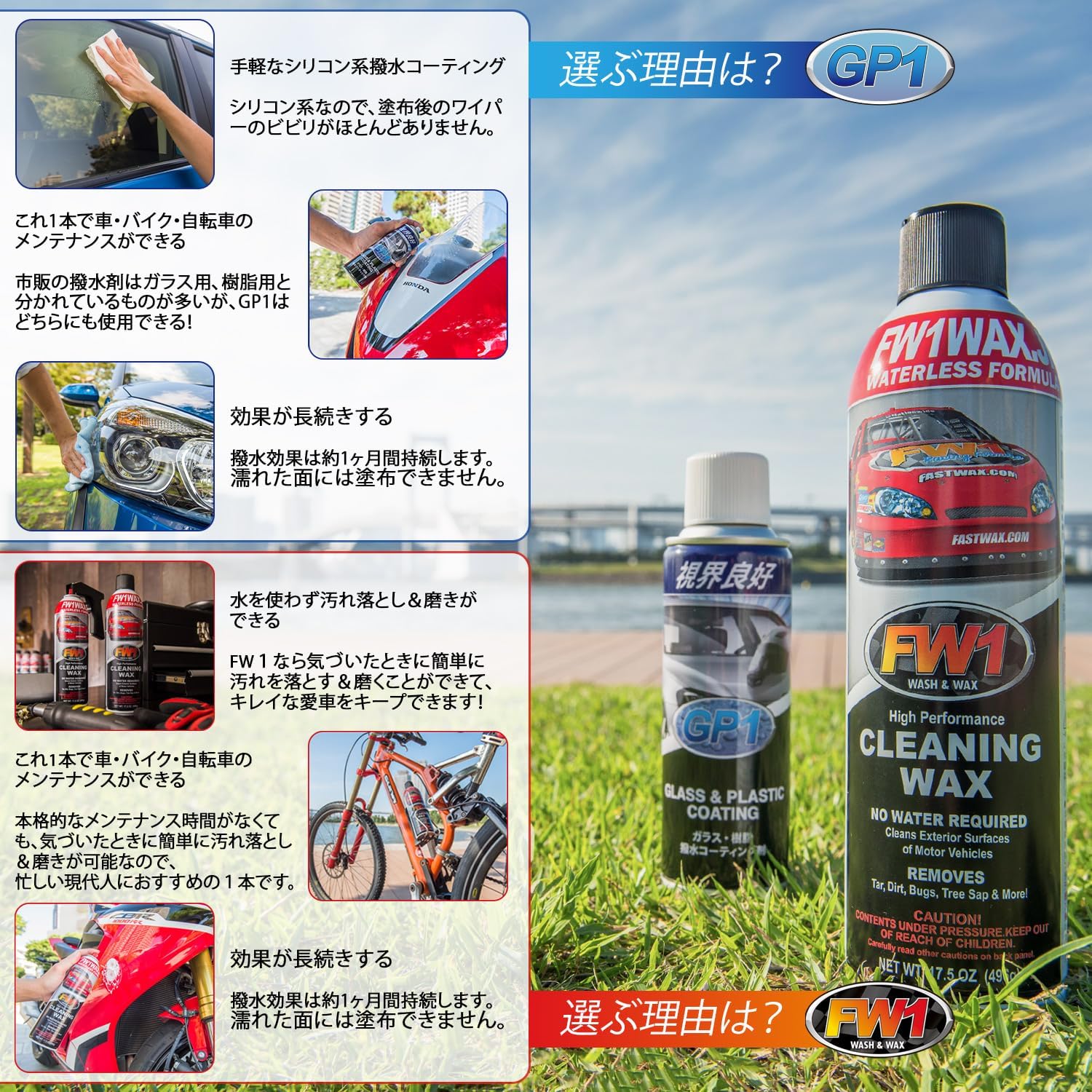 楽天市場】カーワックス 撥水剤 セット FW1 エフダブリューワン GP1