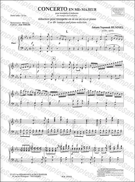 楽天市場】楽譜 フンメル／トランペット協奏曲 変ホ長調(GBMRB1449