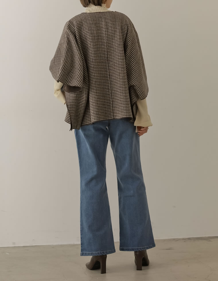 楽天市場】M/Lサイズ ダブルフェイスチェックポンチョコート