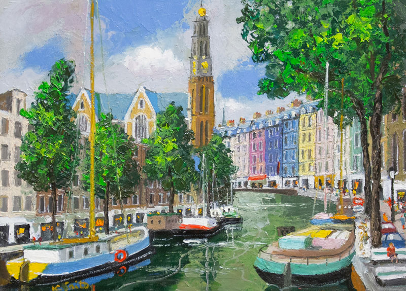 楽天市場】斉藤 要 「 アムステルダムの運河 」 油絵 ・ 油彩画 F4 ( 4