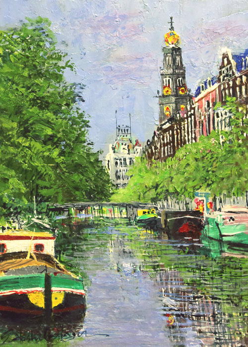 楽天市場】小田切 訓 「 塔のある運河 」 油絵 ・ 油彩画 F4 ( 4号