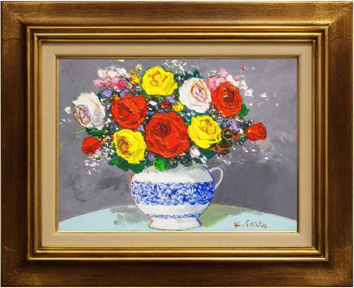 楽天市場】斉藤 要 「 ばら 」 油絵 油彩画 F4 ( 4号 ) : 内田画廊