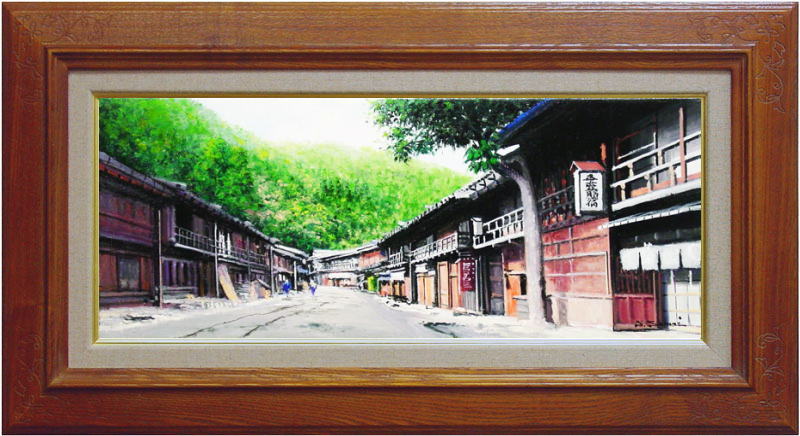 楽天市場】澤井 進 「 妻籠宿 」( 長野県木曽郡南木曽町 ) 油絵 油彩画