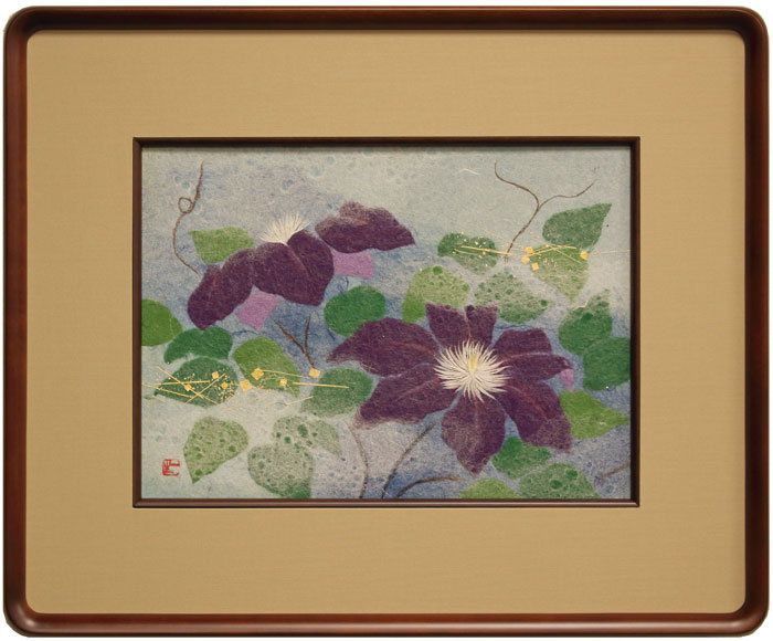 楽天市場】山内一生 「 鉄線花 」(2) 小原和紙工芸 F4 ( 4号 )【中古