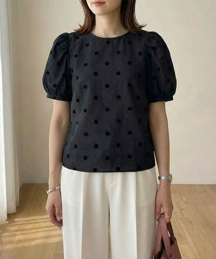 楽天市場】クーポンで最大30％OFF□ ドット柄パフスリーブシアー