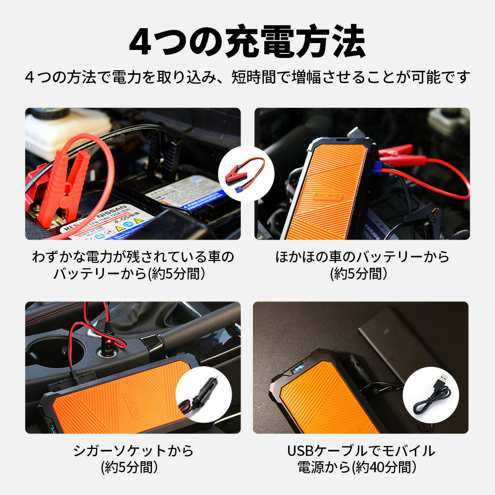 楽天市場】ジャンプスターター 12V 事前充電不要 電池無し Autowit