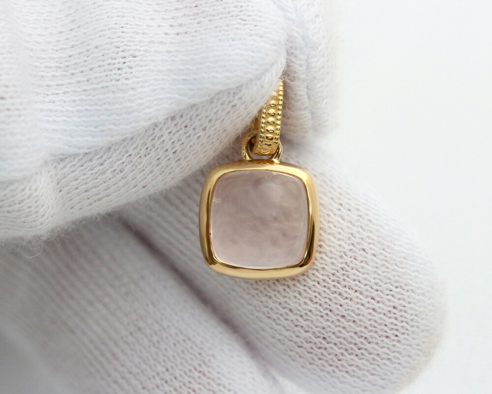 楽天市場】K18 K10 ローズクォーツ ネックレスチャーム送料無料 10金