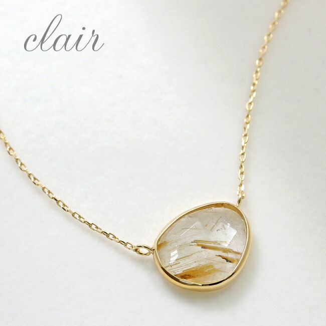 楽天市場】K18 スライス ルチルクォーツ ネックレス イエローゴールド
