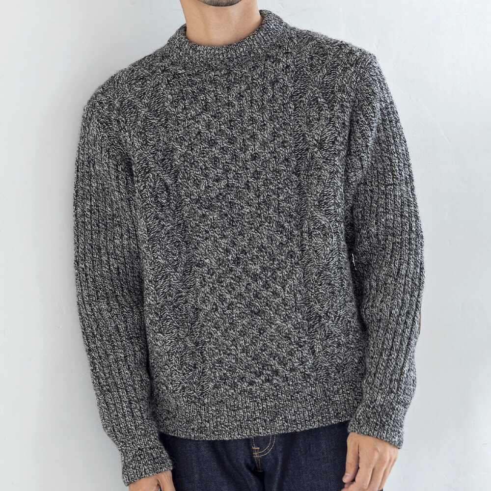 楽天市場】HIGHLAND2000 アラン模様革パッチ付セーター 英国製 メンズ