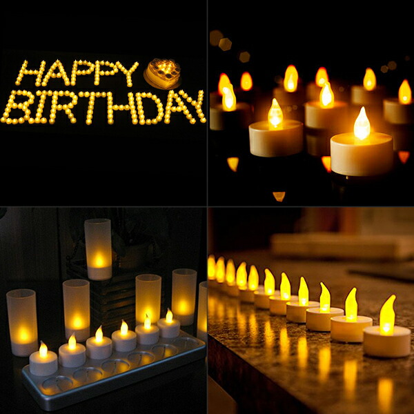 楽天市場】LEDキャンドル 12個セット 専用ホルダー付 充電式 ゆらぎ