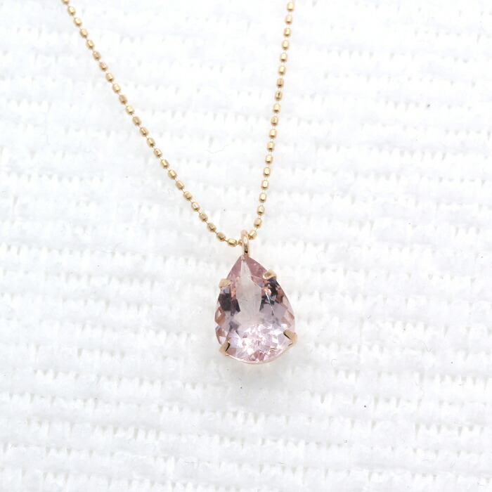 楽天市場】K18PG モルガナイトペンダント 0.8ct ペアシェイプ 45cm