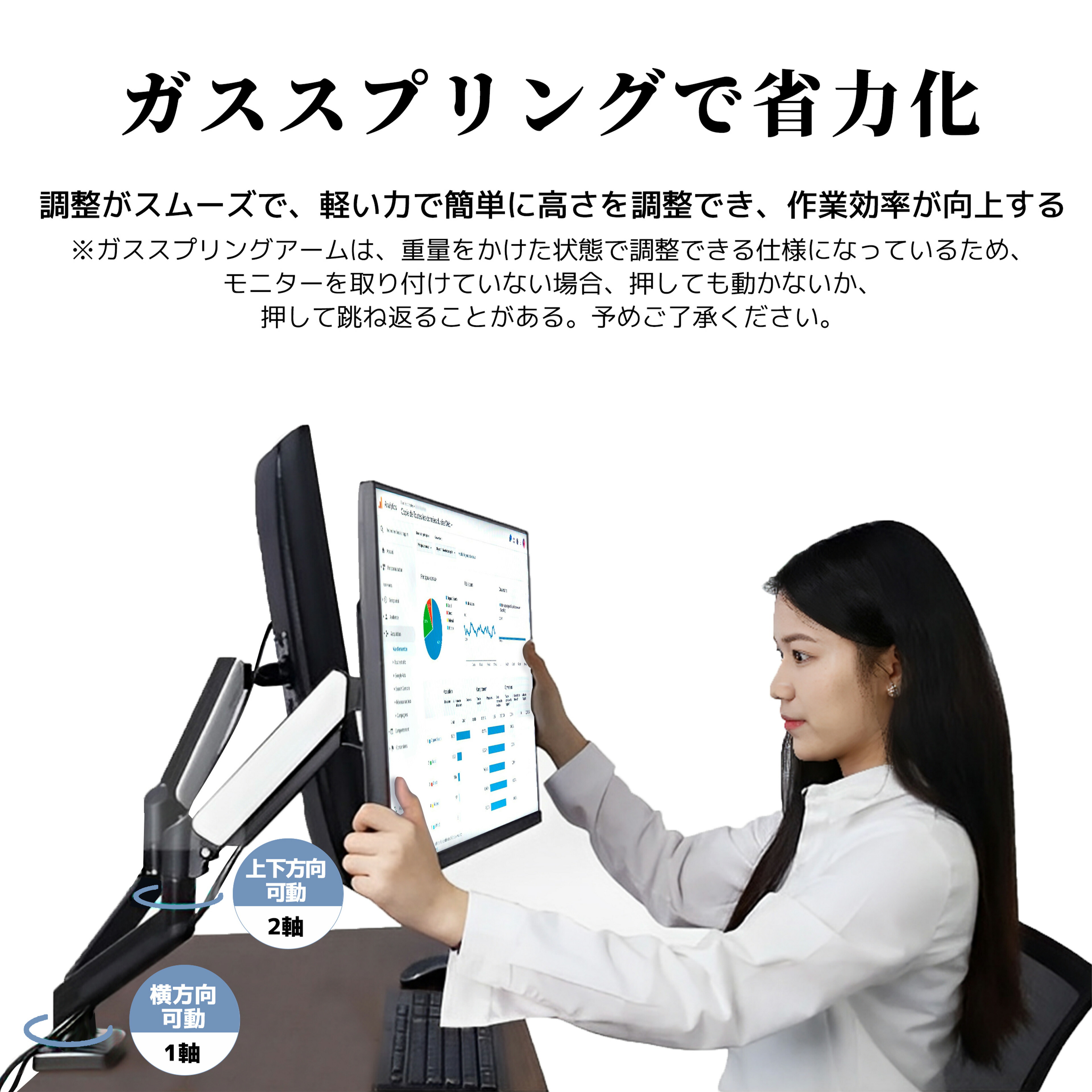 楽天市場】【25%OFF】モニターアーム 2画面 デュアルモニターアーム 白