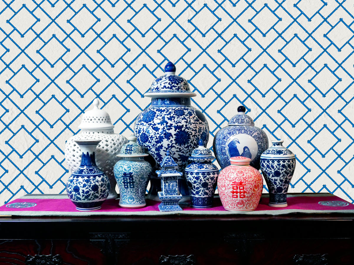 楽天市場】飾り壺 シノワズリ ミニ ジンジャージャー Blue & White