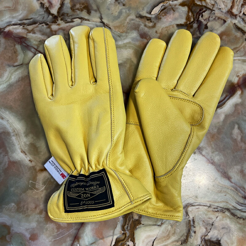 楽天市場】ZONオリジナル 冬用 レザー グローブ イエロー 本革 羊革