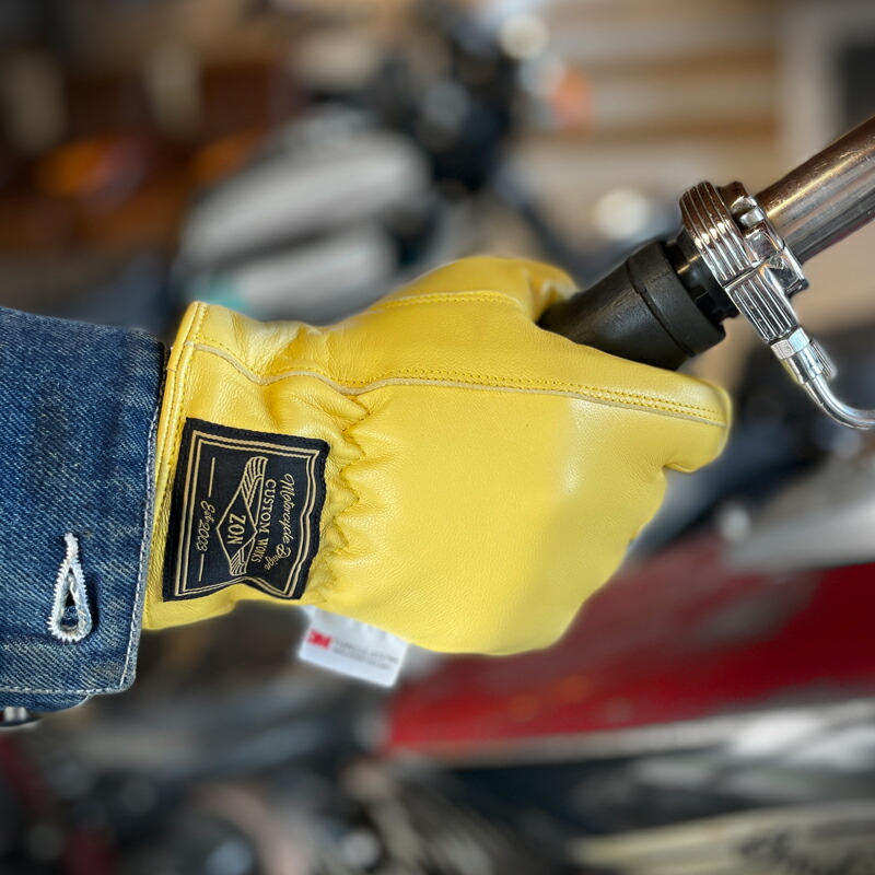 楽天市場】ZONオリジナル 冬用 レザー グローブ イエロー 本革 羊革