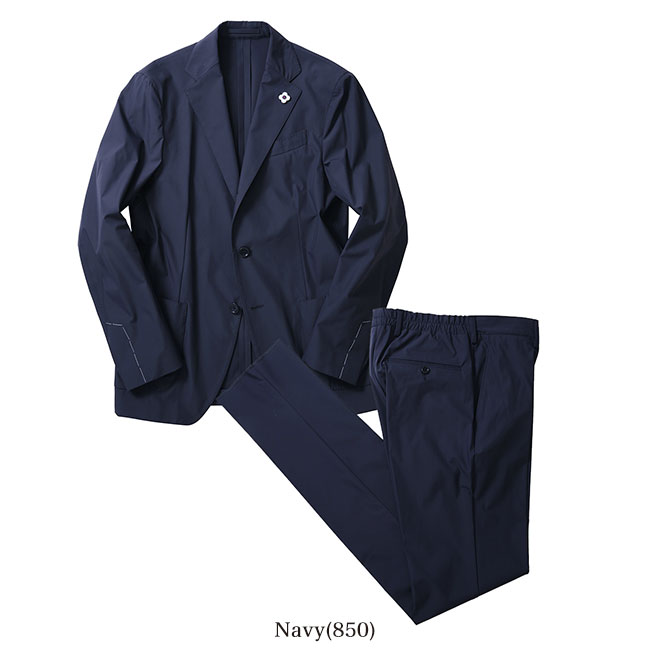 LARDINI ネイビー パッカブルセットアップ 48フラワーピン付き LARDINI