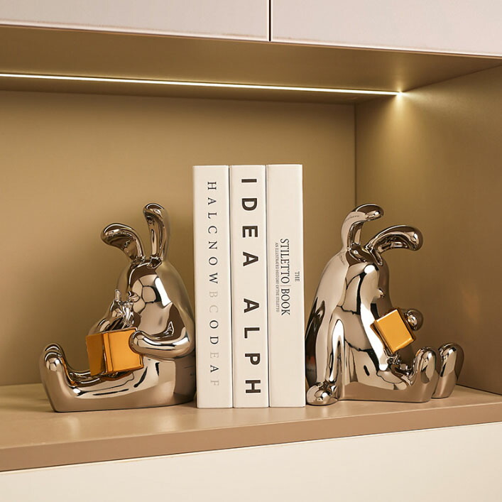 楽天市場】【groceries436】ブックエンド うさぎ ブックスタンド