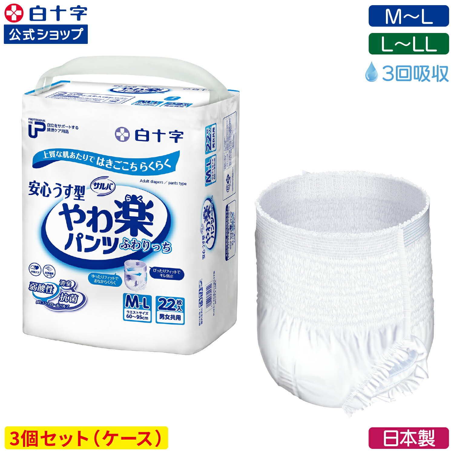 楽天市場】【白十字公式】PUサルバ やわ楽パンツ 安心うす型 3回吸収 3