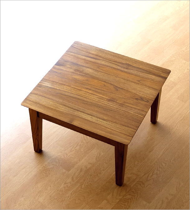 楽天市場】チーク無垢材 コンパクトテーブル 総無垢材 木製 天然木製