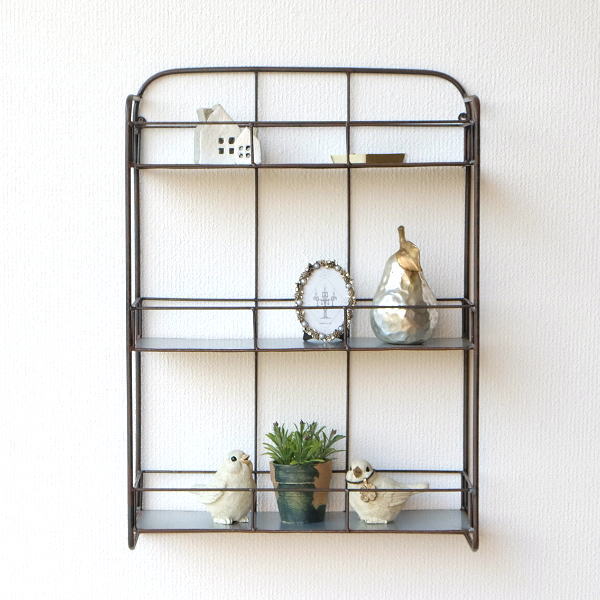 楽天市場】ウォールシェルフ 3段 アンティーク アイアン キッチン 収納