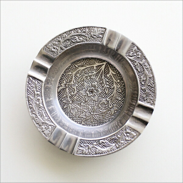 花びら トレイ プレート 小物置き 灰皿 置物 金属 銀色 レトロ