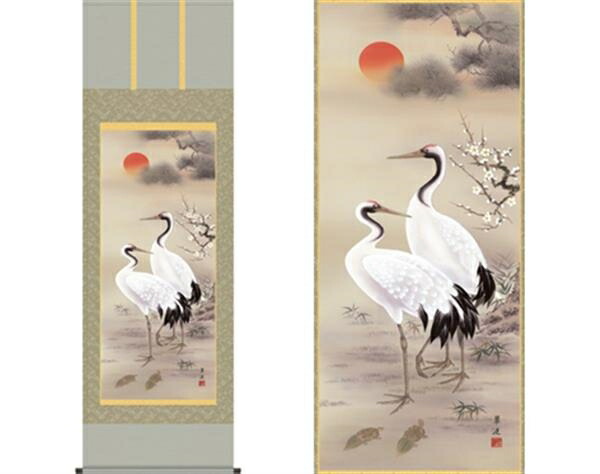 掛軸「松竹梅鶴亀」 戸塚翠漣 筆