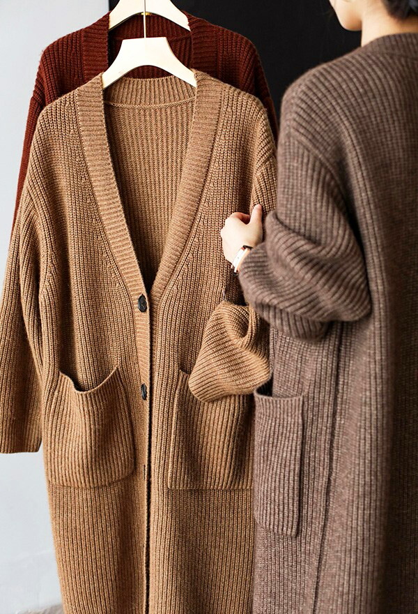 楽天市場】ロングカーディガン レディース ニットガウン 秋冬 厚手