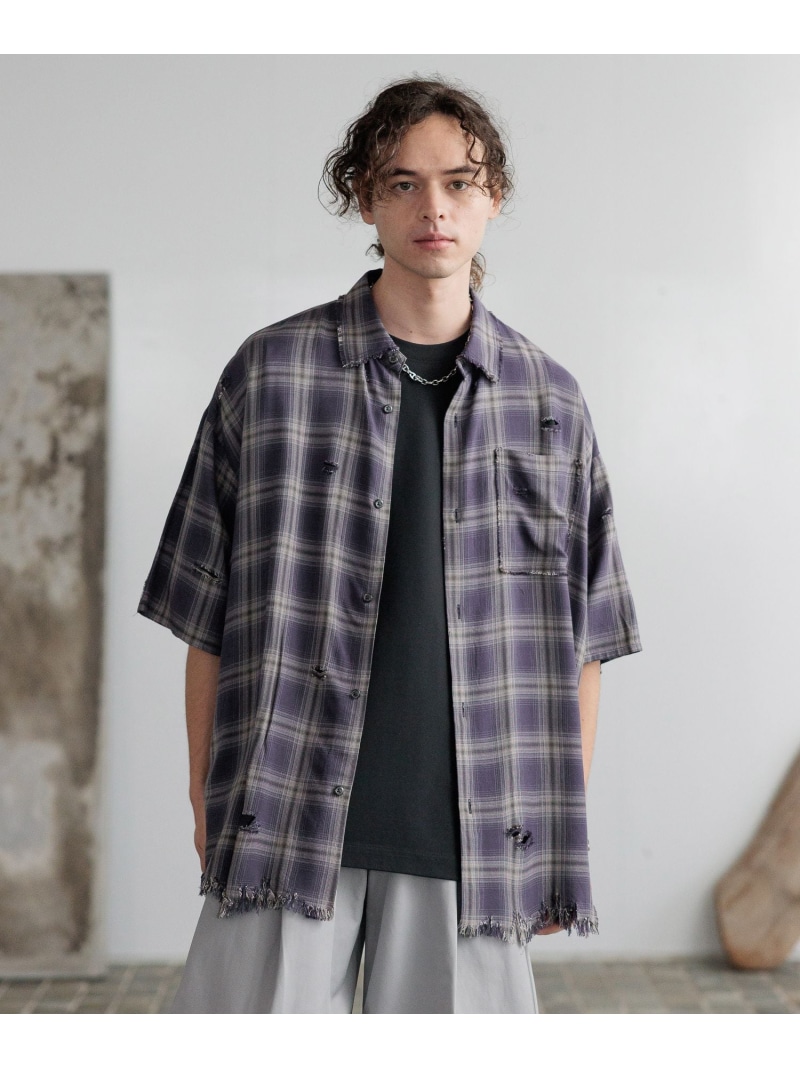 楽天市場】【SALE／50%OFF】ダメージチェックシャツSS HARE ハレ