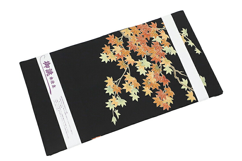 楽天市場】秀美 名古屋帯 十日町友禅 正絹 黒地 紅葉 もみじ 浜