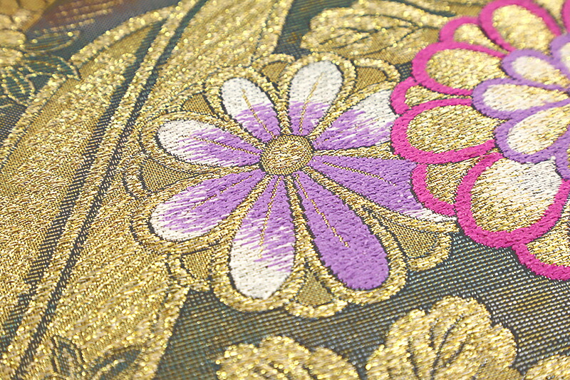 楽天市場】【 中古 】 袋帯 振袖用 リサイクル 正絹 金 ゴールド 深緑