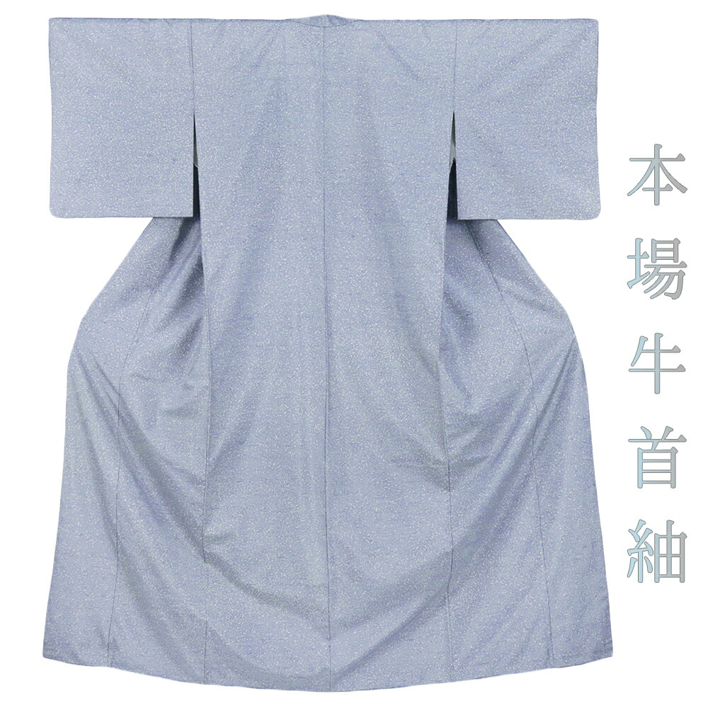 楽天市場】【 中古 】 牛首紬 正絹 ブルーグレー 着物 カジュアル 蒔糊