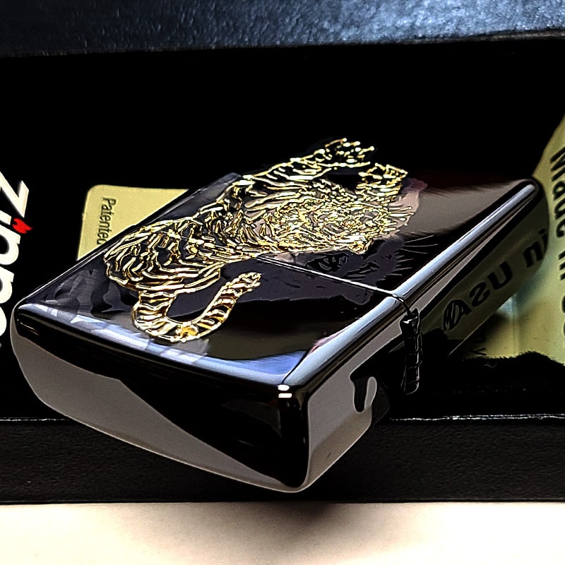 楽天市場】ZIPPO ライター 虎 細密レーザー彫刻＆金差し 和柄 ブラック