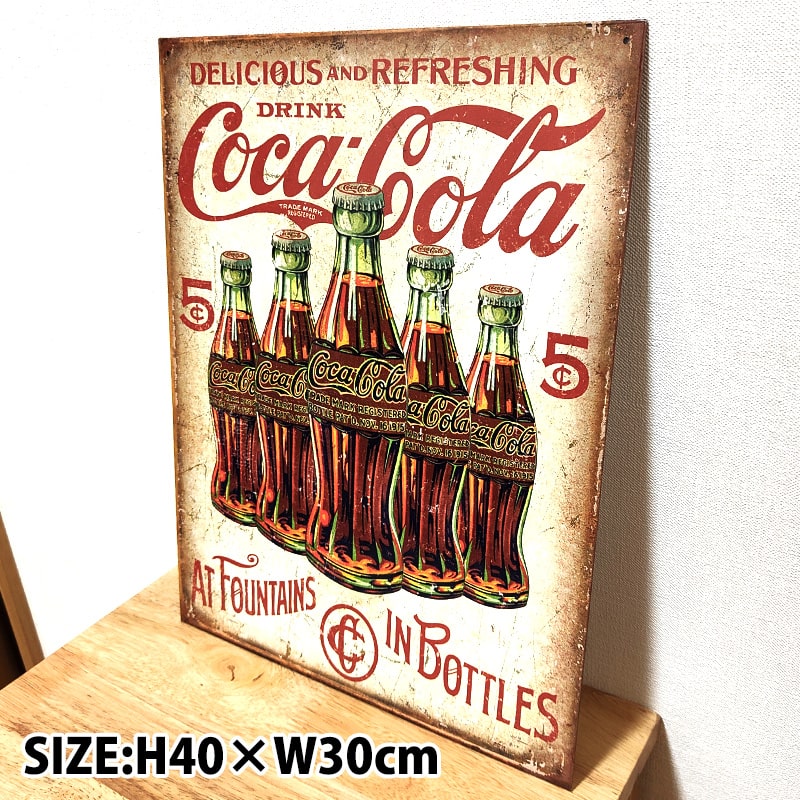 楽天市場】ブリキ看板 アンティーク コカコーラ 5ボトル ガレージ