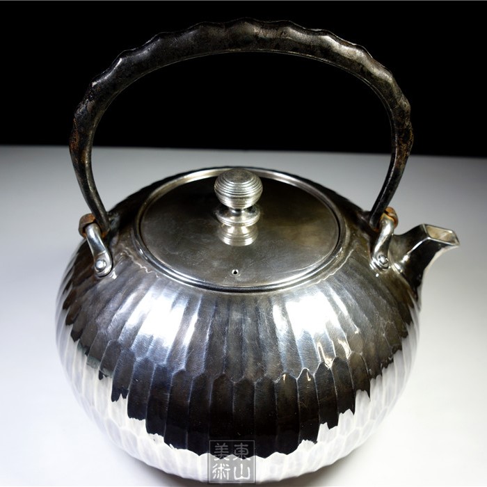 楽天市場】純銀細工 手作り 銀瓶 銀湯沸 純銀保証 重さ約417g 高さ約