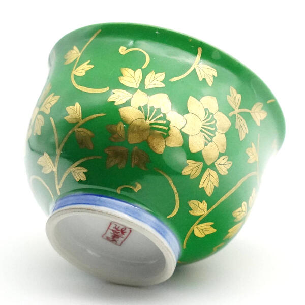 楽天市場】吉田美統【人間国宝】九谷焼ぐい呑み 金襴手花唐草 緑