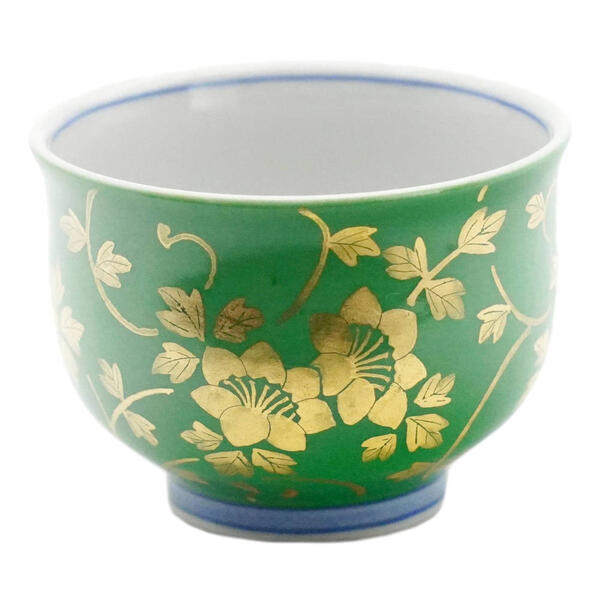 楽天市場】吉田美統【人間国宝】九谷焼ぐい呑み 金襴手花唐草 緑
