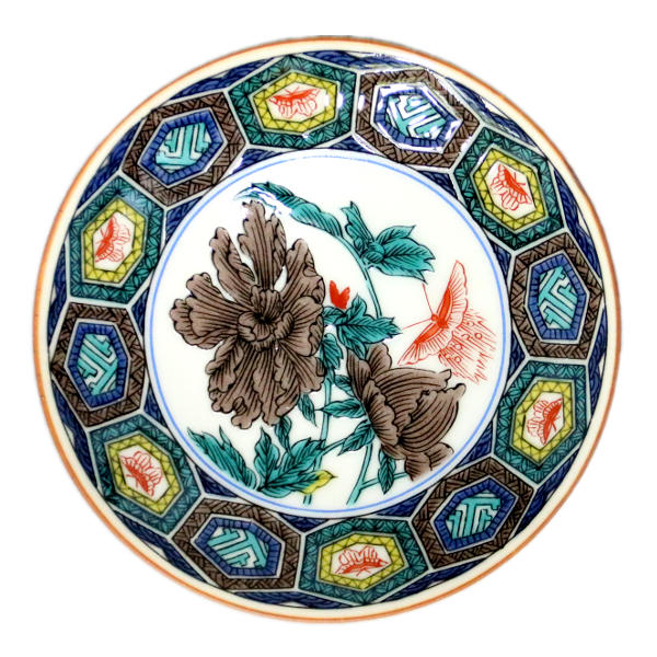 明治期 九谷焼 青手花生 アンティーク 共箱0806 明治期 九谷焼 青手