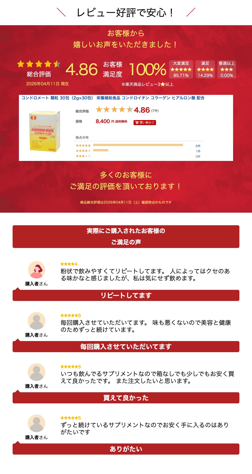 楽天市場】コンドロメート 顆粒 30包（2g×30包） 栄養補助食品