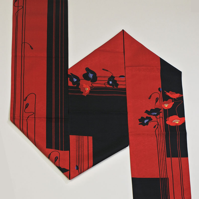 楽天市場】WA・KKA 芥子の花正絹 京袋帯 ワッカ 【赤黒 クリーム