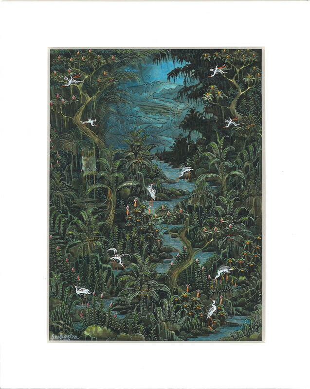楽天市場】バリ細密画 深い森の鷺たち（1） : ふじた屋 あいランドガーデン