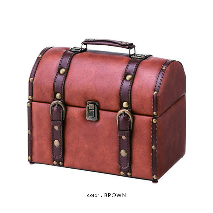 楽天市場】トランク型収納ケース アンティーク レザー トランク 収納