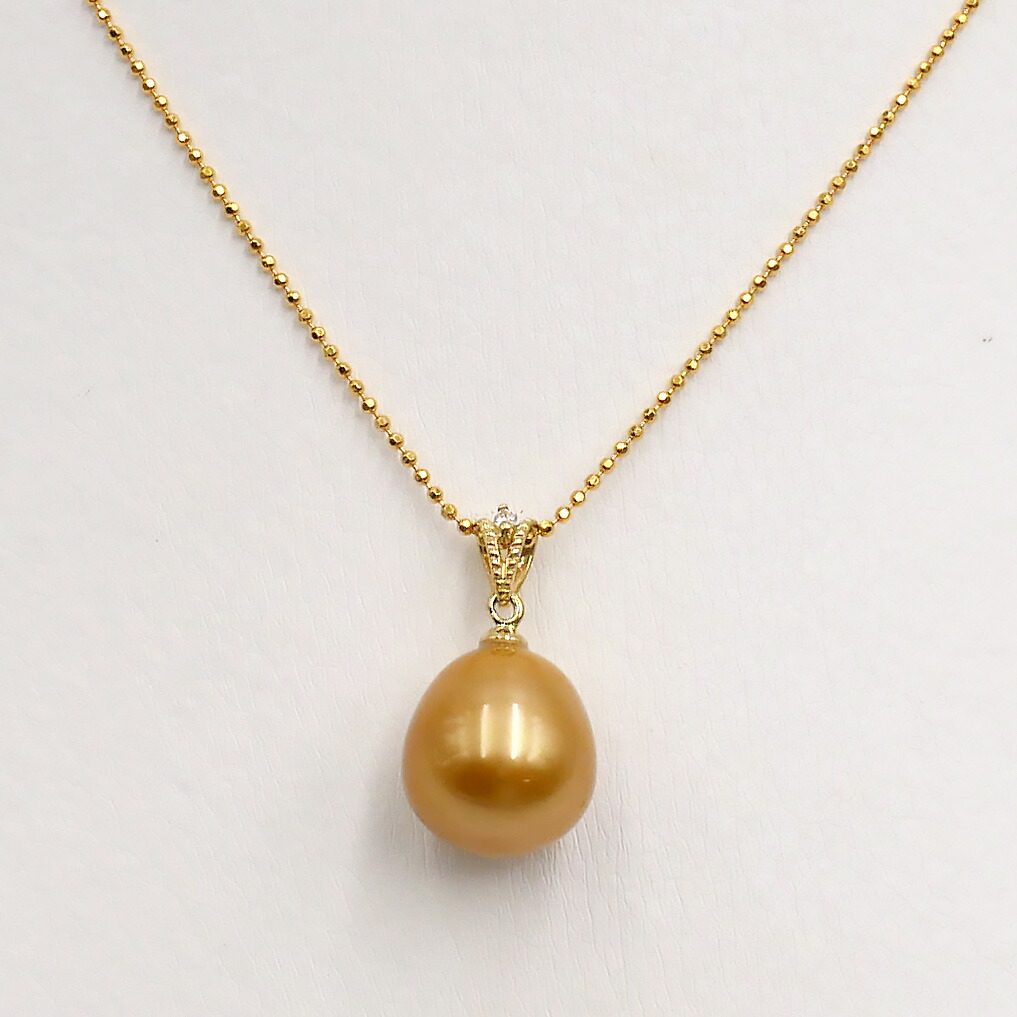 楽天市場】ペンダント パール 南洋 ゴールデンパール ペンダント 10.0