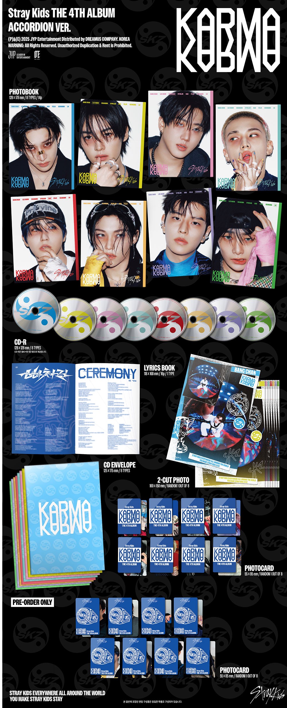 Stray kids KARMA JYP 特典 Japan スキズ トレカ 8枚 公式 Stray Kids