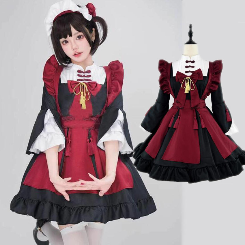 楽天市場】メイドドレス 中華風 ワンピース チャイナ風七分袖 メイド服