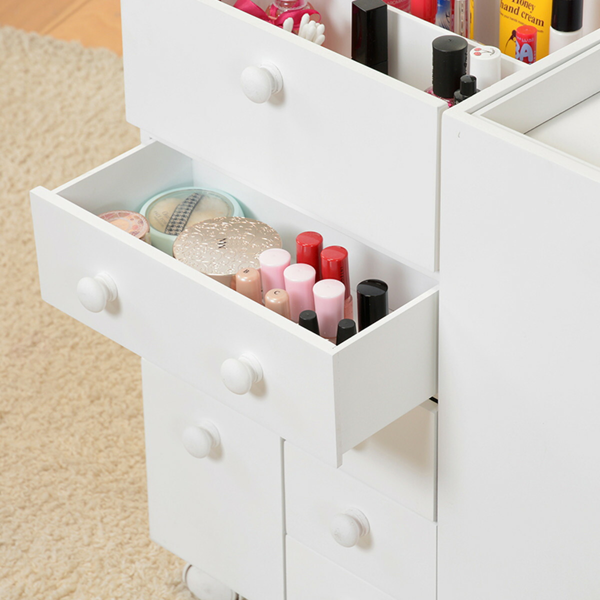 楽天市場】コスメワゴン キャスター付 ドレッサー （ コンパクト 大